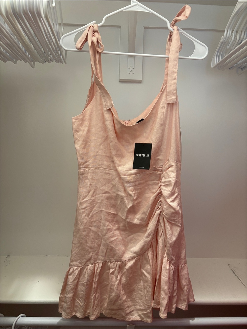 Forever 21 Blush Pink Tie-Shoulder Ruffle Sundress